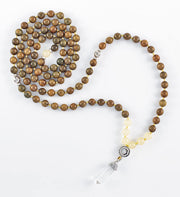 mala beads, mala necklace, yellow jade, green sandalwood